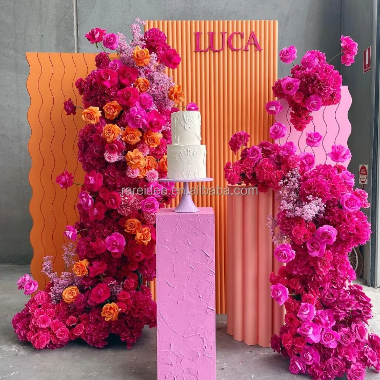 Customized Backdrop Flower Pvc Acrylic Wedding Backdrop Decoration Stand And Wedding Plinth