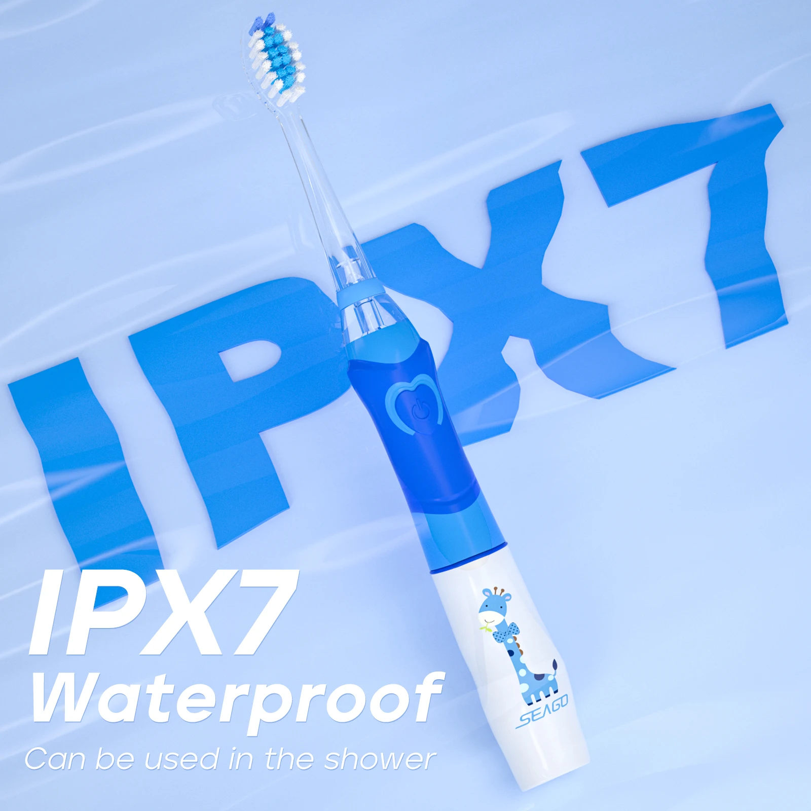 SEAGO SG977 LED Light 4 Modes Oral Whitening Care 8 Soft Brush Heads Smart Timer Age 3+ Kids Child Sonic Electric Toothbrush