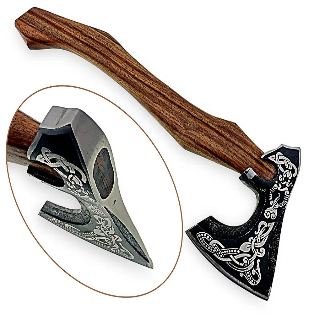 
Custom Handmade carbon Steel Viking Style Camping Axe Survival Axe Outdoor Axe 