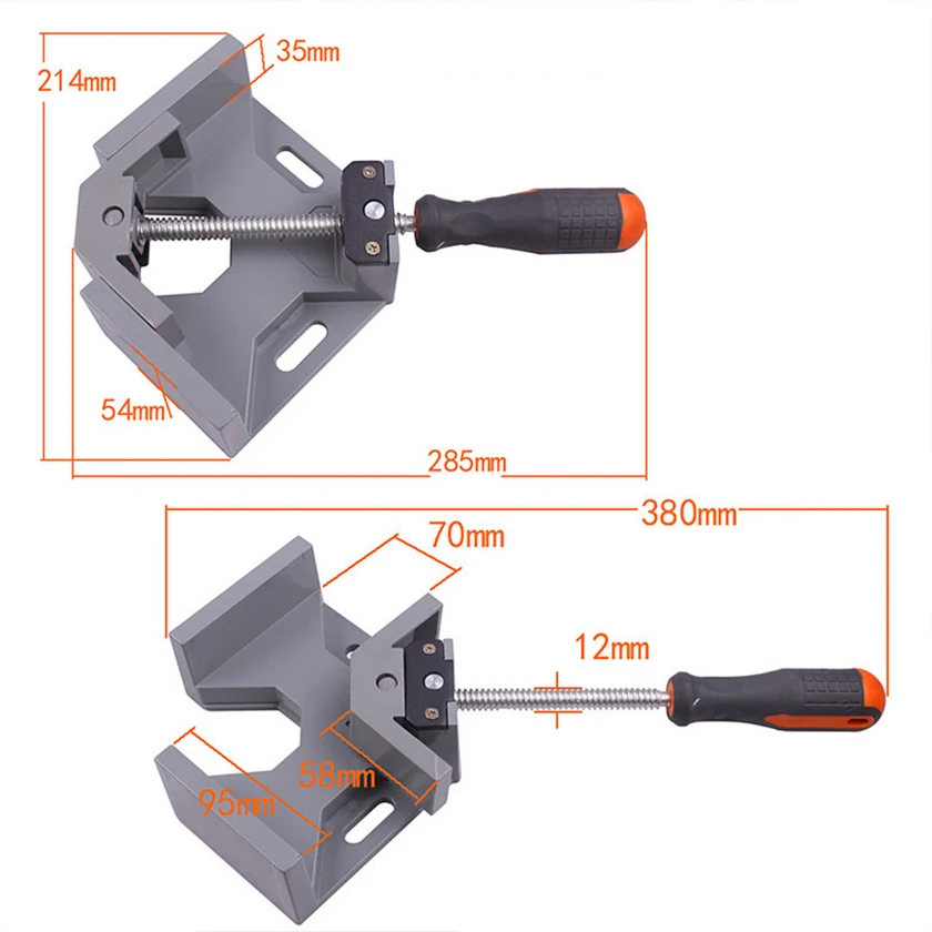 Hot selling single handle aluminum alloy 90 degree woodworking right angle clamp