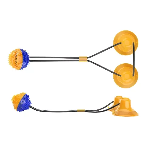 Wholesales Double Powerful Suction Cup Tension Ball Rubber Chew Ball Leakage Food Toy Dog Toothbrush