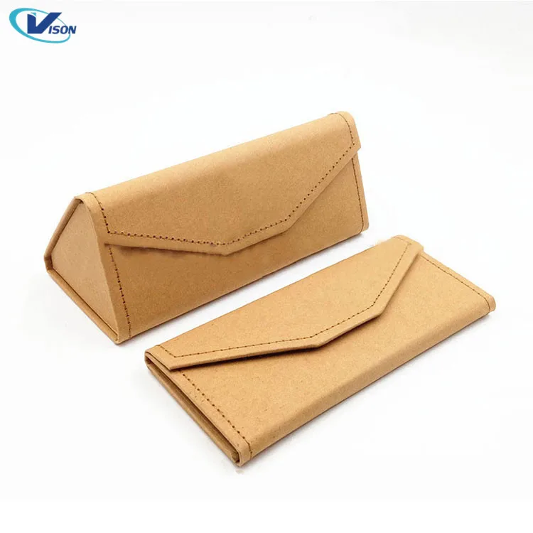 High Quality Sunglasses Box Triangle Handmade Folding Kraft Paper Glasses Case