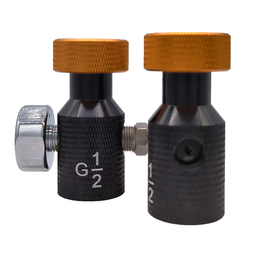 CO2 Cylinder Refill Adapter ConnectorG1/2-14 ASA 3000psi Pressure Gauge Black