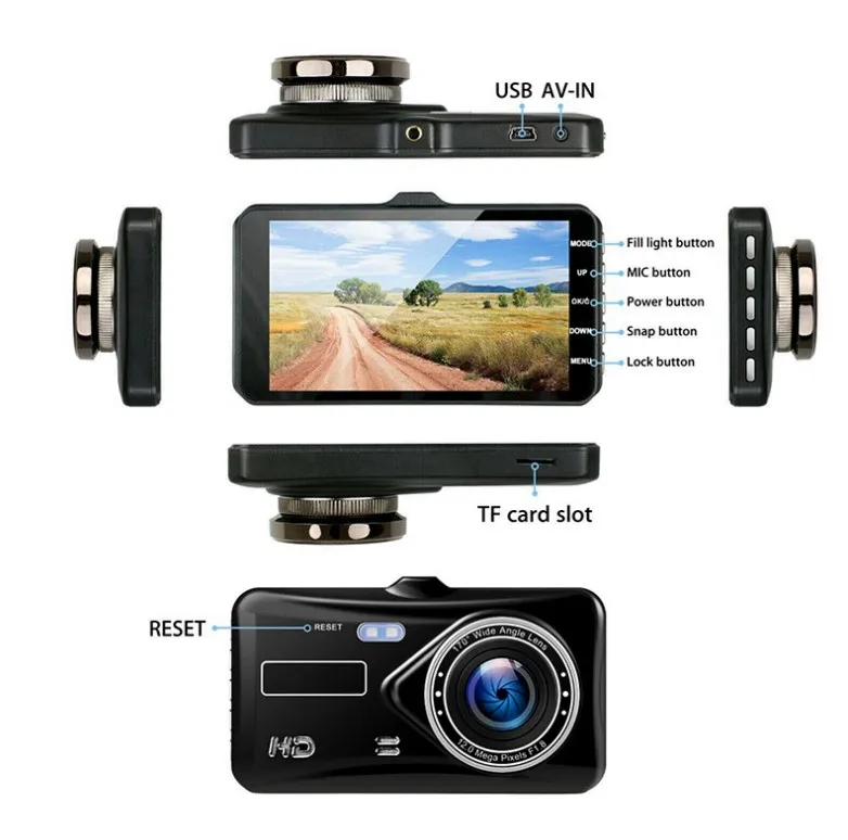 4inch touch screen car dvr camera 1080p night vision black box car dual camera dash cam