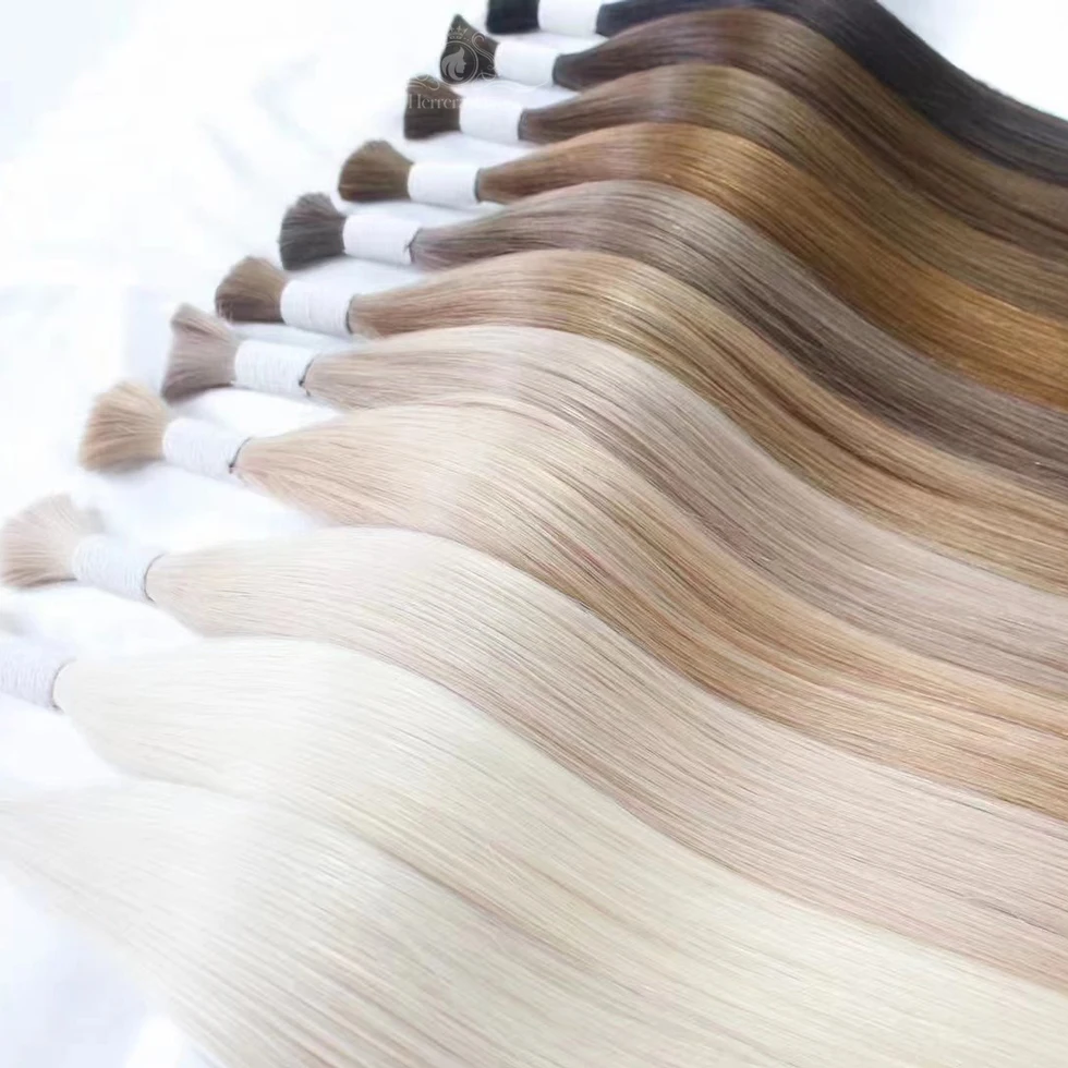 Оптовая продажа поставщики волос натуральные необработанные волосы Cabello Humano премиальные коричневые 613 светлые русские европейские для наращивания оптом