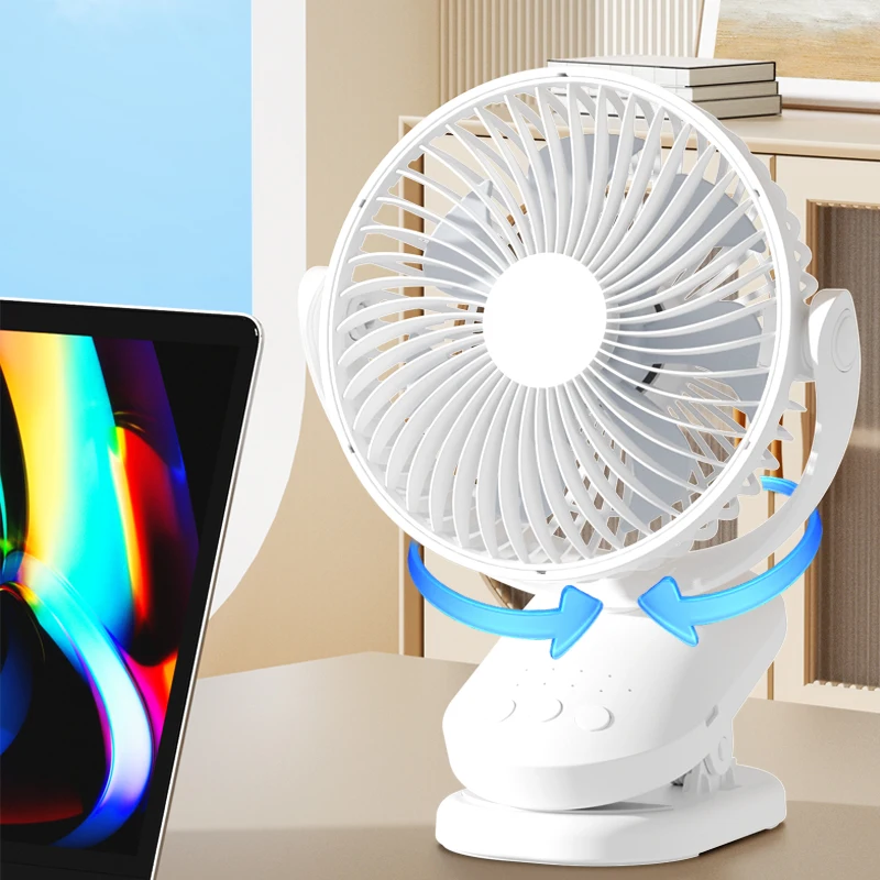 Portables Stroller Clip-On Fan Low Noise Table Fan 4 Speed Oscillation and 4 shutdown Timer Settings Electric Fan