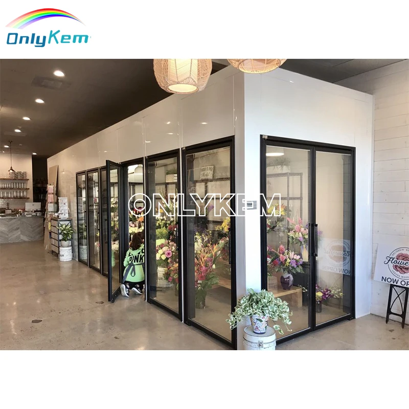 Floral Shops Refrigeration Walk-In Coolers with Glass Door Display Walk-ins