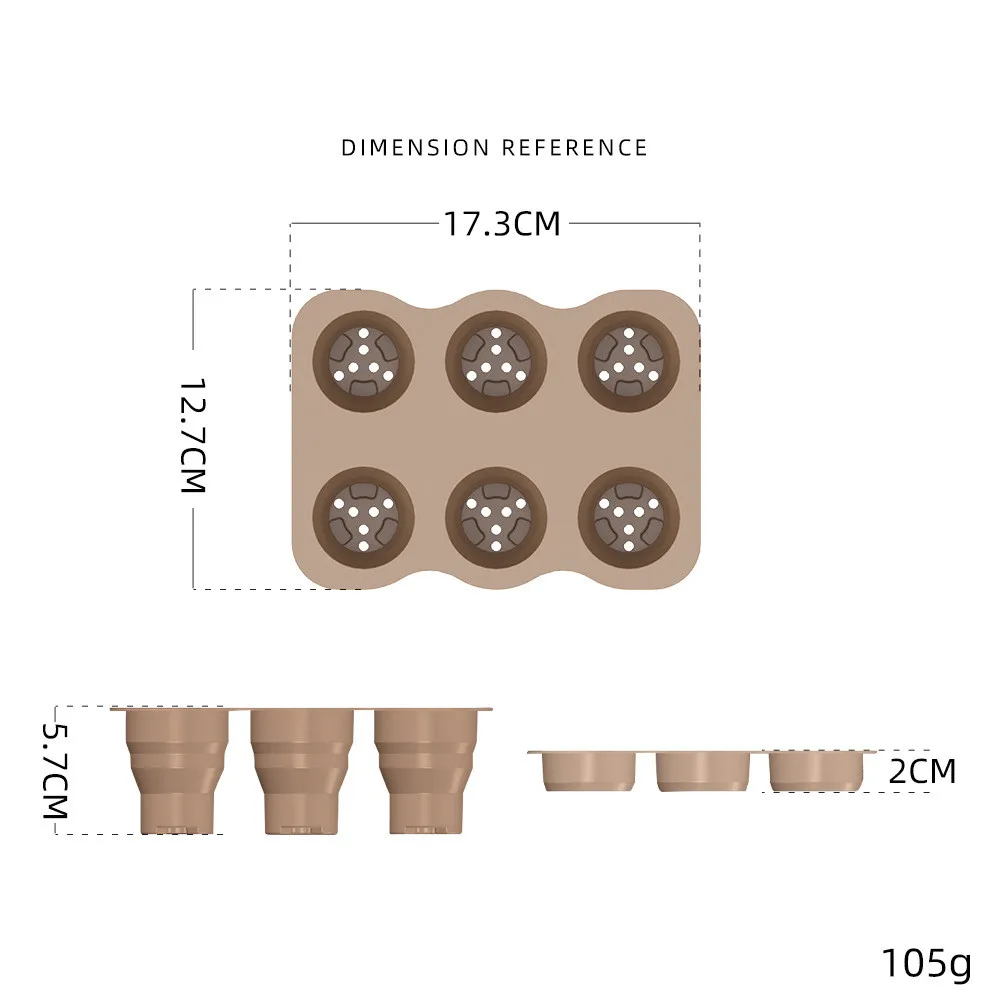 Reusable Silicone Seed Starter Tray, 6 Cells Collapsible Seedling Germination Trays with Drainage Holes for Plant Propagation