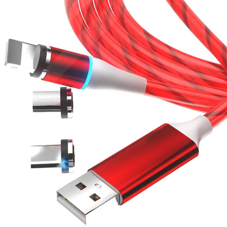 2.4a fast charging micro usb charging cable best sellers 3 in 1 led magnetic charging cable 360 rotating magnetic charging cable