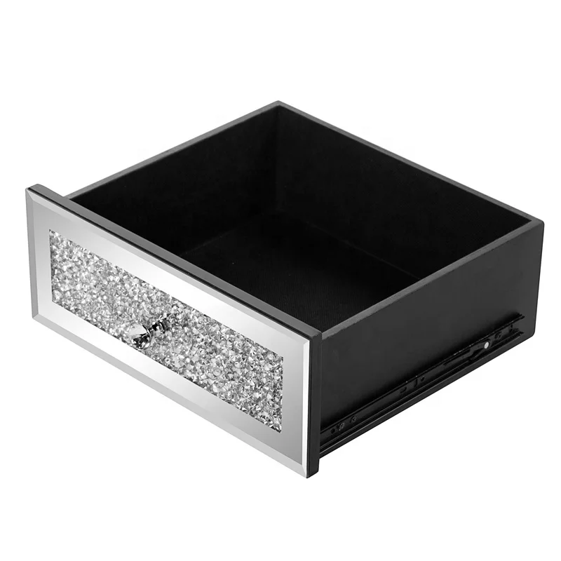 Luxury Crushed Diamond Makeup Table Vanity Dresser Set Mirrored Dressing Table with Mirror and Drawers