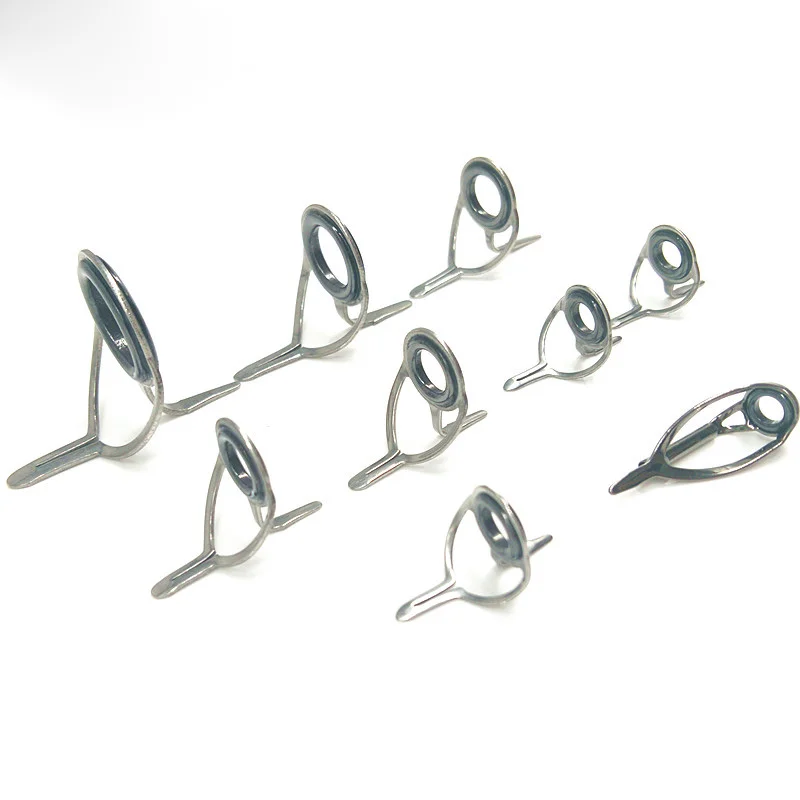 9pcs Casting MN Bracket Guide Stainless Steel DIY Boat Rod Snakehead Fishing Rod Guide Tips Ring