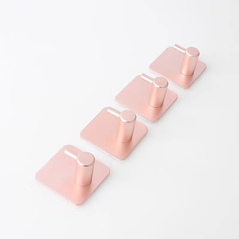 Damage-Free Cute Self-adhesive Hook Hanger Rose Gold Wall Hook Towel and Robe Hook for Bath Kitchen
