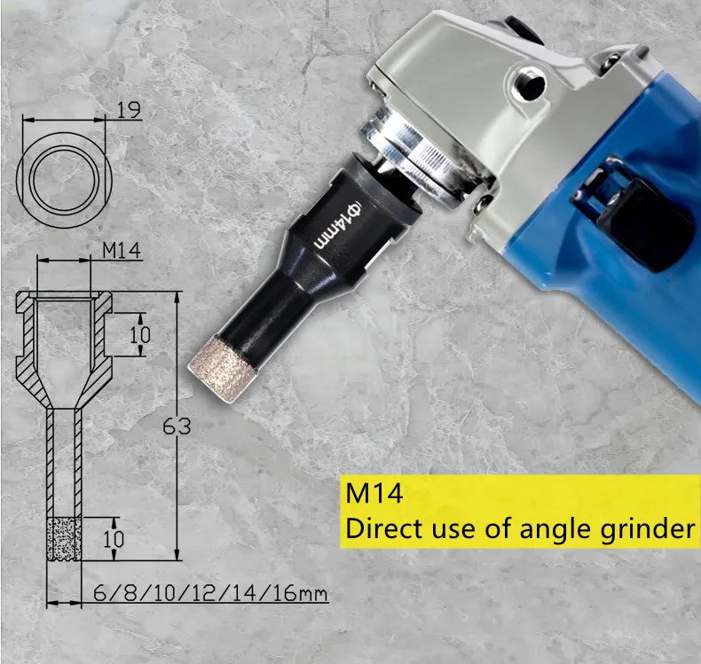 M14 Dia 6-150mm Vacuum Brazed Diamond Crowns Core Drill Bit Hole Saw Diamond Hole Cutter For Marble Stone Porcelain Tile