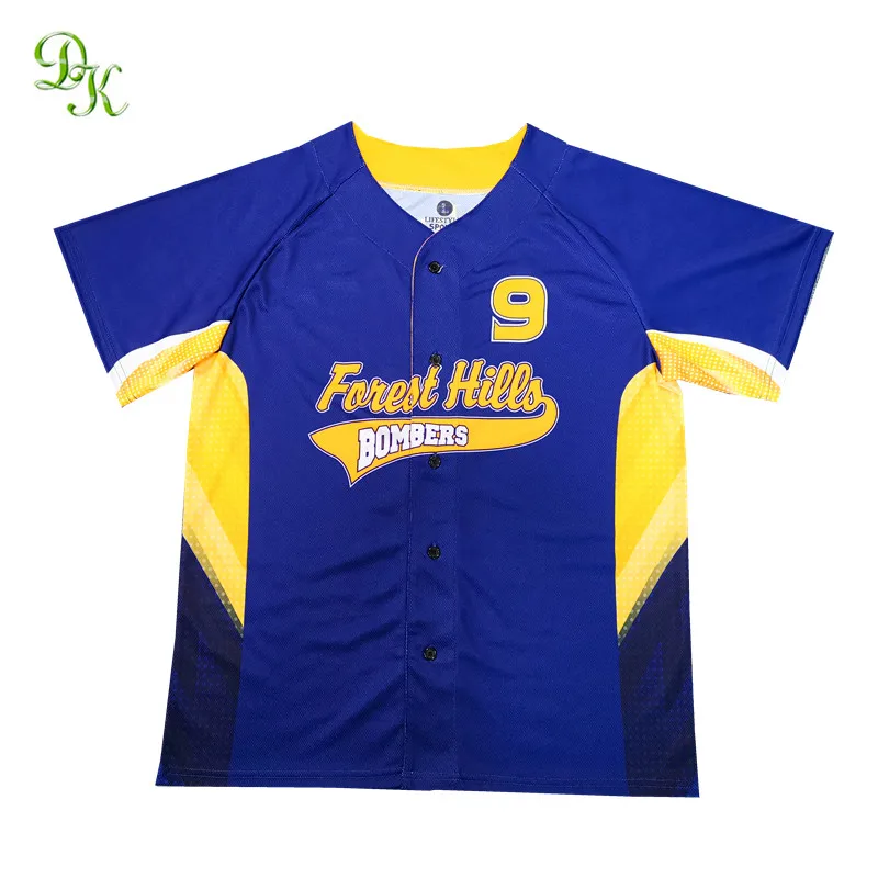 custom design full button blank jersey baseball