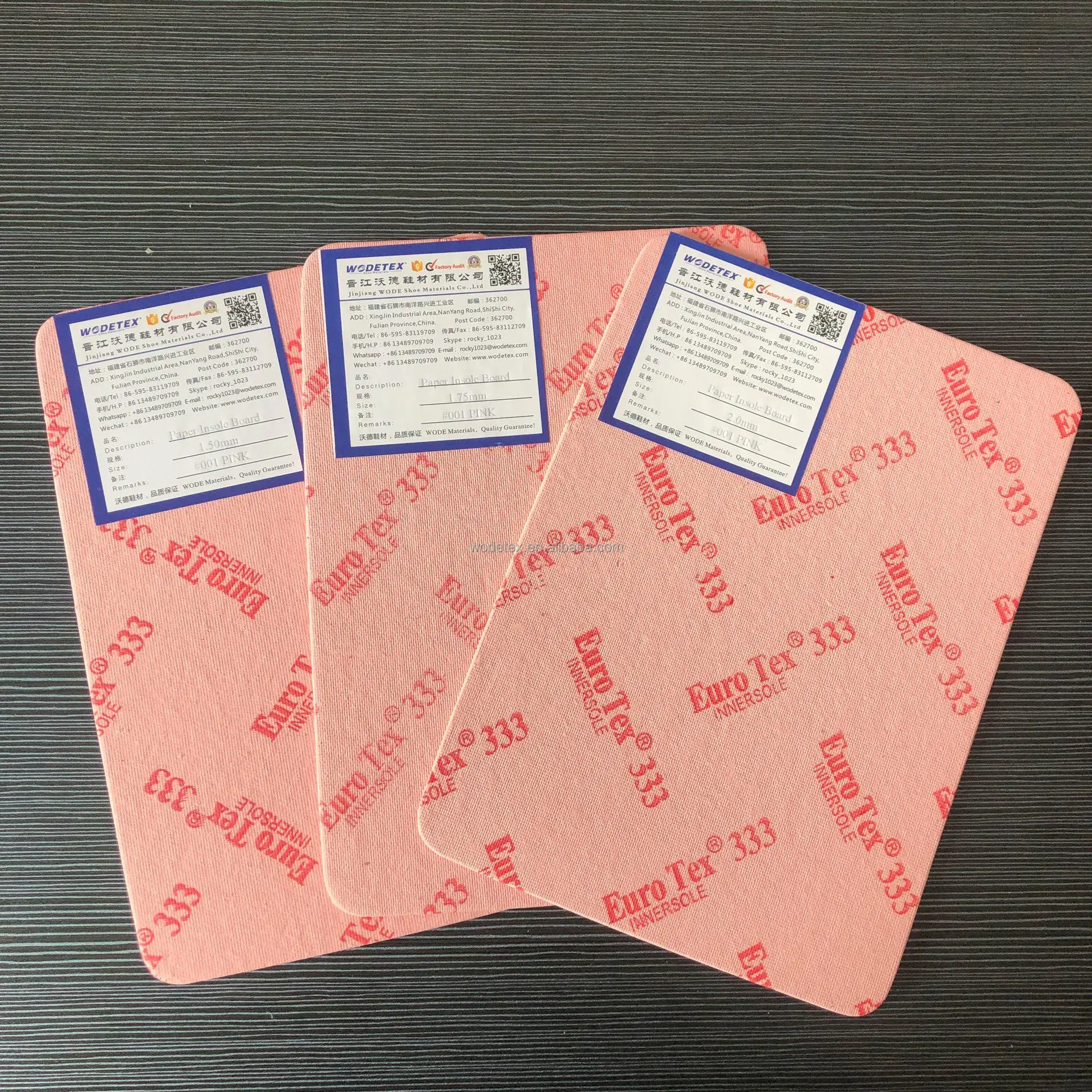 Texon Quality Paper Insole Board for Footwear Cellulose Paper Insole Board with EVA 001 517 of shoes Materials