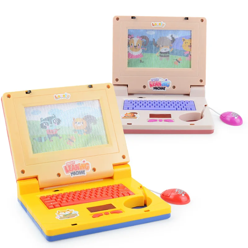Early Educational Computer Kids Learning Laptop Learning Machine Toys With Keyboard Mouse Music Light Screen Sticker