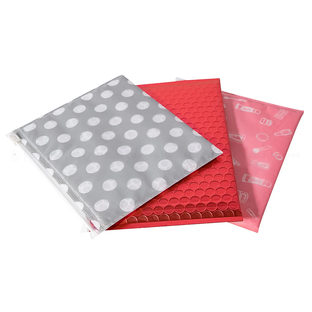Blue Lake Three layers Soft Ziplock Bubble Bags For Cosmetics Products Protection Bubble Bags