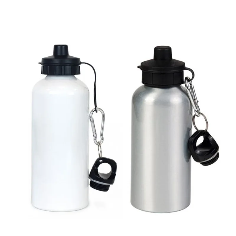 Portable  600ml Sublimation Two Tops Blanks White Sport Aluminum Water Bottle for Heat Press Transfer Printing