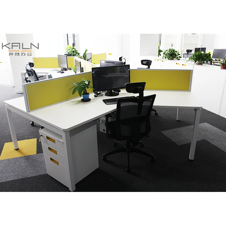 Hot sell customized made products 120 degree office workstation aluminium partition open office desk with metal adjustable legs