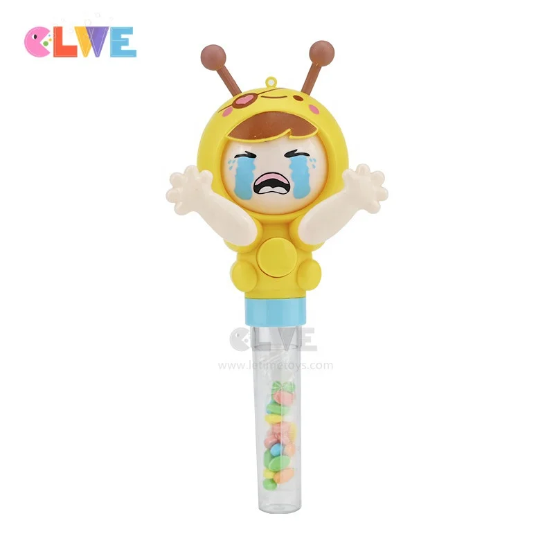 Good quality ABS sweet  funny candy toys macaron color intelligence cute face changing rock paper scissors baby candy toys