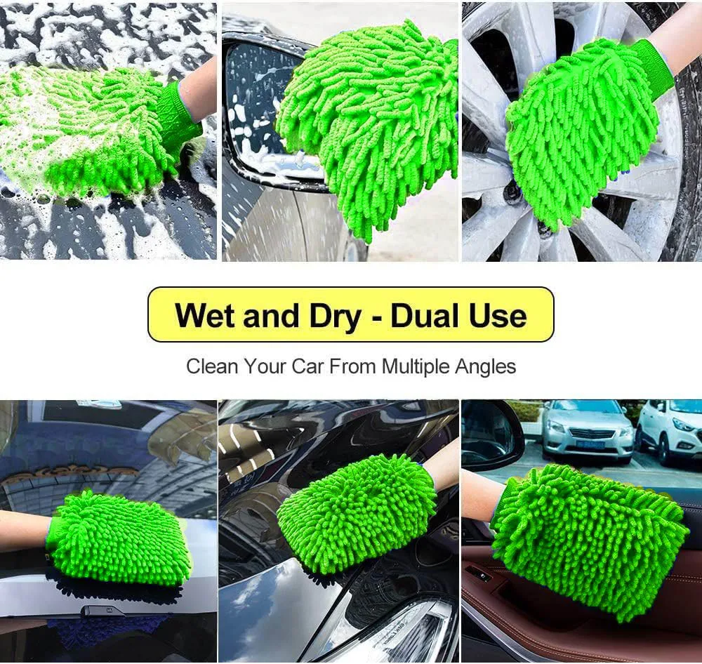 Double-Sided Polyester Chenille Microfiber Car Wash Gloves Scratch-Resistant and Durable Chenille Microfiber Cleaning Gloves