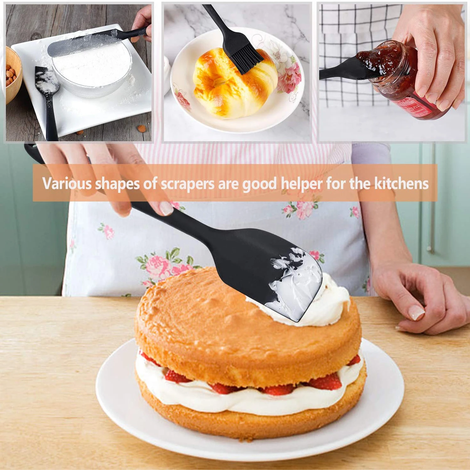 Kitchen Accessories Cooking Kitchen Utensils Spatula Set 100 Sets Utensils Kit Stainless Steel Quality Non-stick Full Silicone