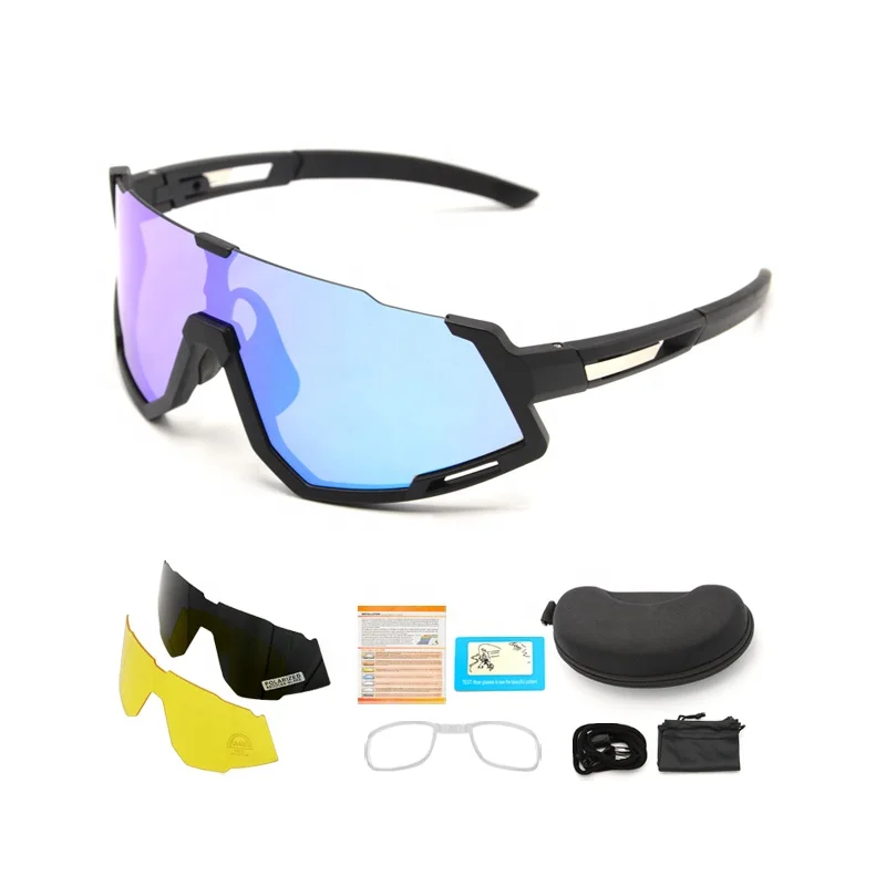 Polarized Sports Sunglasses Cycling Sun Glasses for Men Women with 3 Interchangeable Lens for Running Baseball Golf Driving