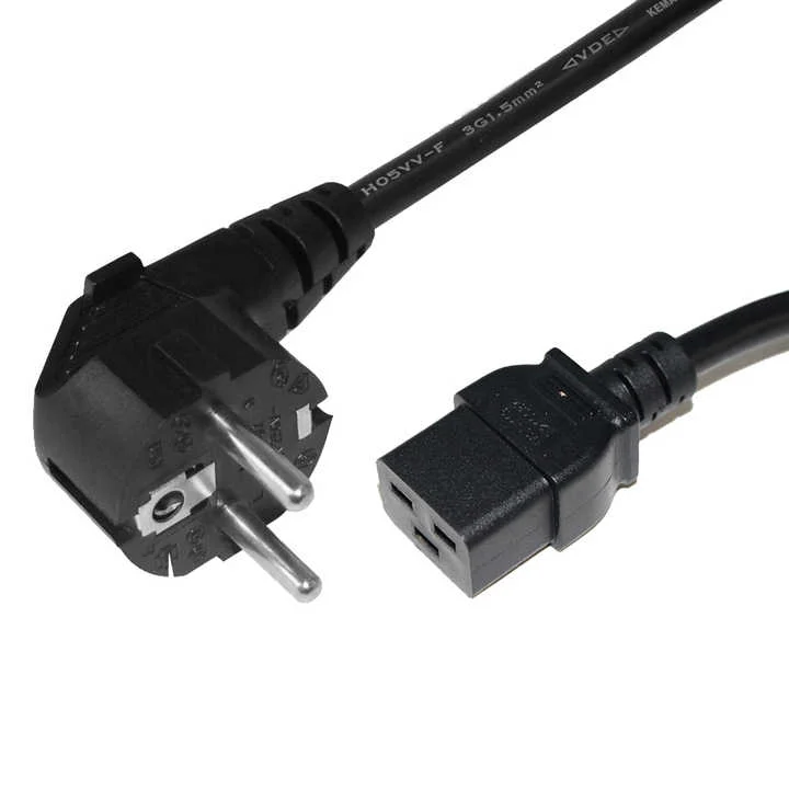 CEE7/7 German Europe right angle schuko UPS/PDU ac power cord to IEC 320 C19 mains cable
