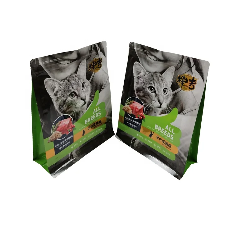 
Wholesale custom printed Pet food packaging flat bottom pouch clear bags with logo 
