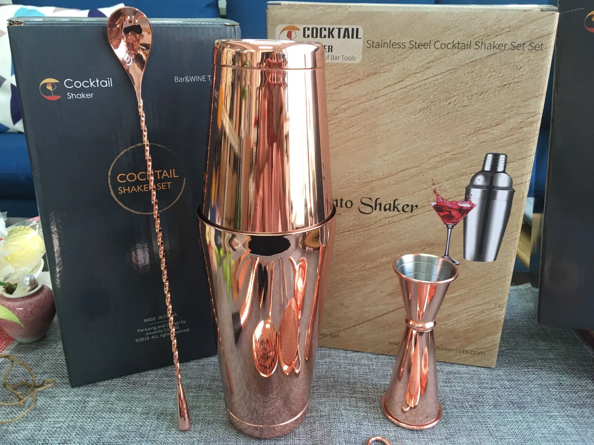  Cocktailshaker 8 шт. Boston профессиональный набор шейкер Бармен Комплект 750 мл из розового золота блестящие Нержавеющая сталь 304 осветительных