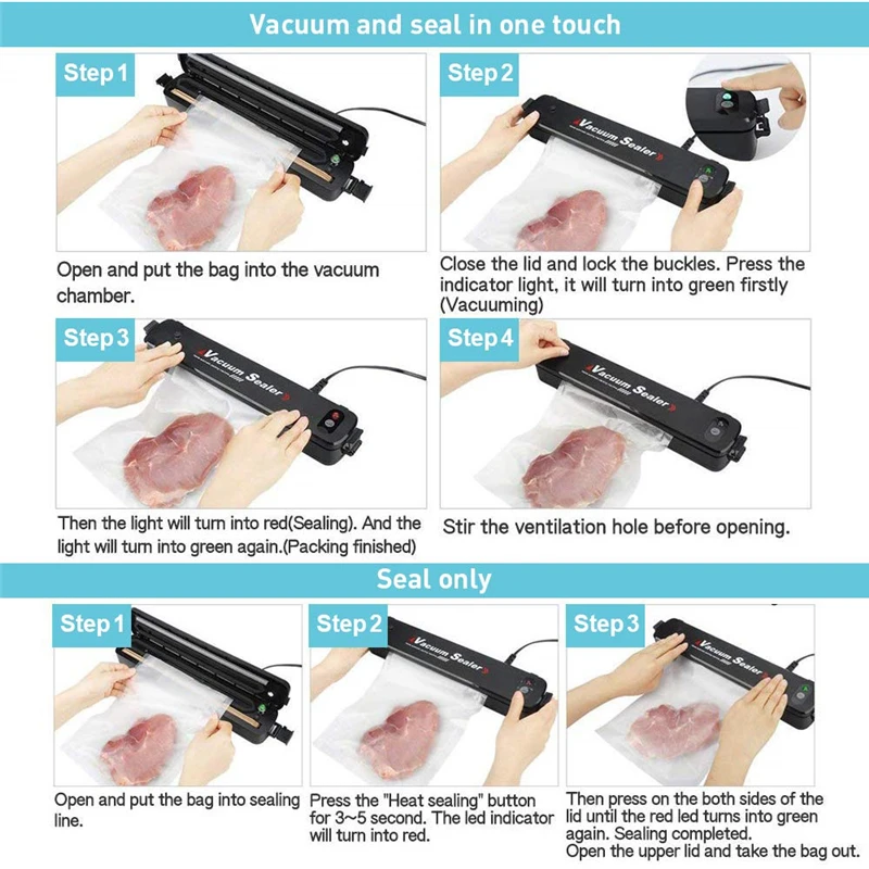 
OEM/ODM Household Handheld Continuous Heat Food Sealer Food Saver Vacuum Sealer Plastic Pouch Sealing packing Machine 