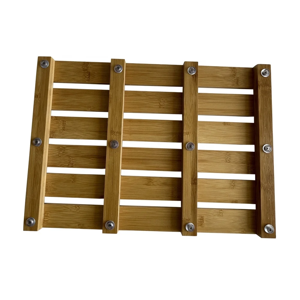 Eco-friendly custom hotel floor luxury bathroom mat bamboo non slip bath mats