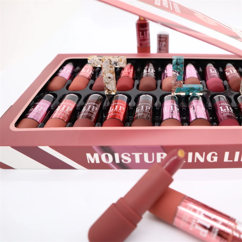 L106 Fashion 12 Colors Moisturizing Lip Colour Balm Private Label Lip Stick Gold Sequins Shimmer Custom Lipstick Matte
