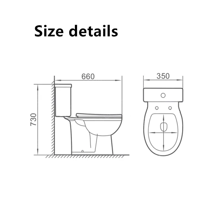 
toilet pan washdown Two piece bathroom floor mounted toilet with cistem S-trap 250mm 