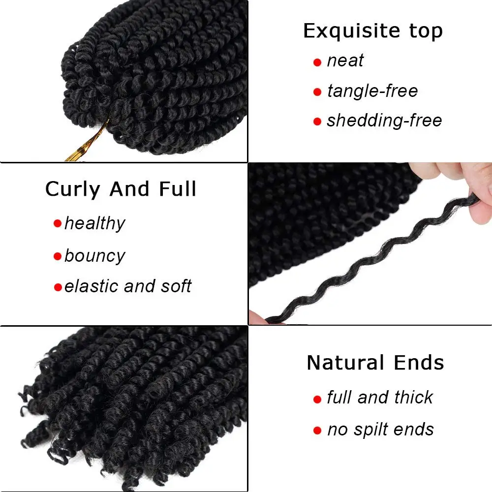  2 шт. за доллара образец пружинный твист 8 дюймов синтетические накладные косы Nubian Кения вязаные крючком 350 красные весенние волосы