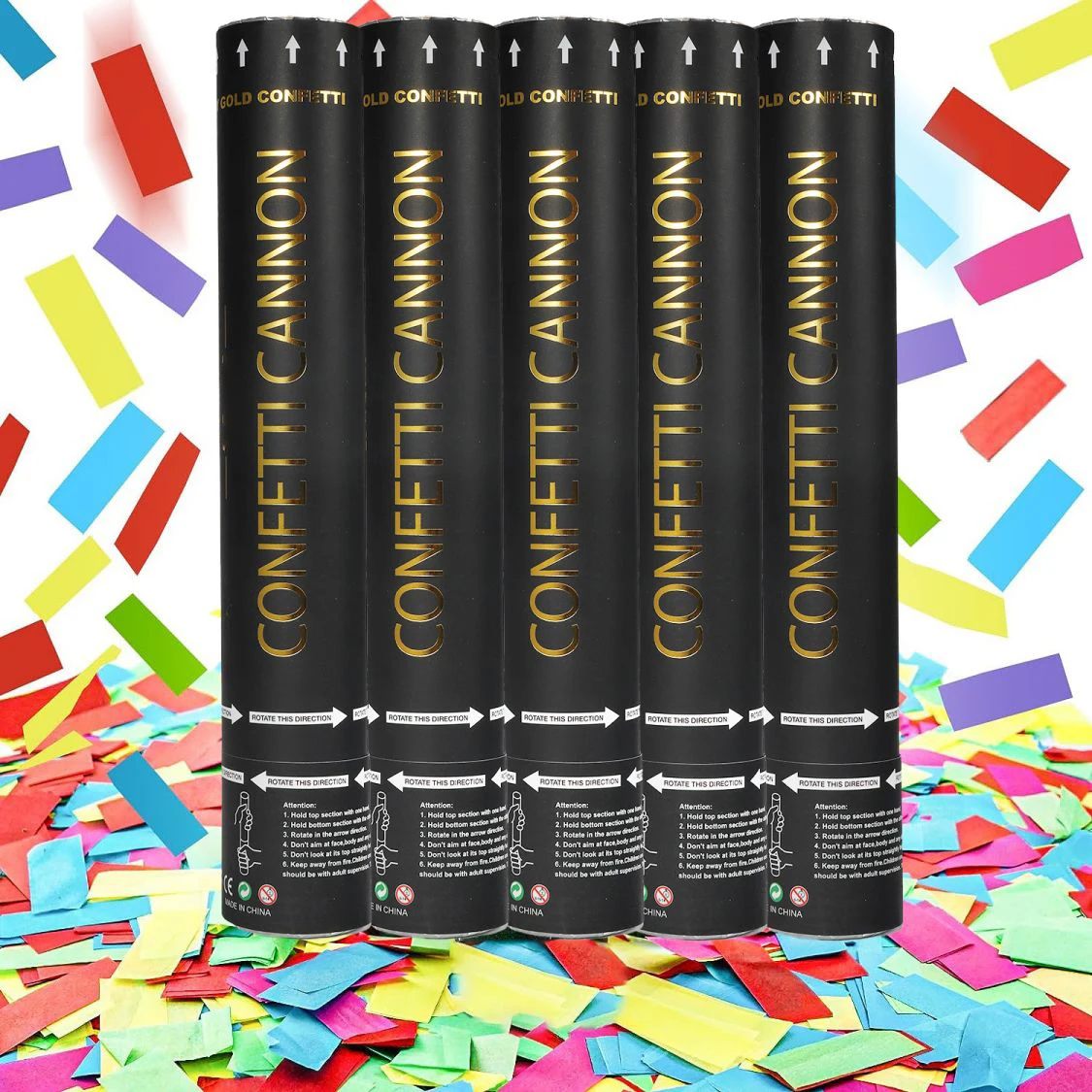 Free custom surface 12inch graduation party celebration confetti cannon gold party popper