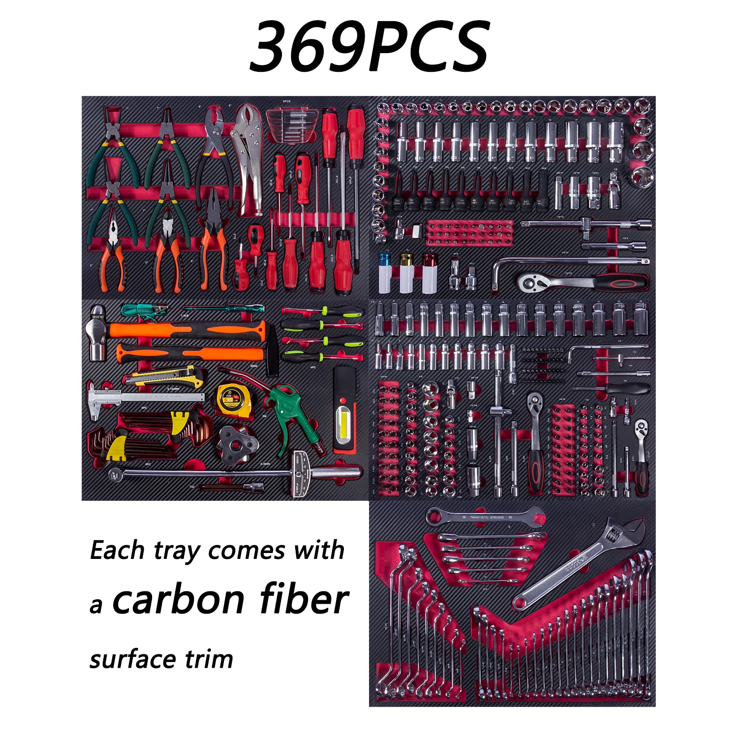 396Pcs New Style Red Color 7 Drawers Garage Metal Tool Cabinet