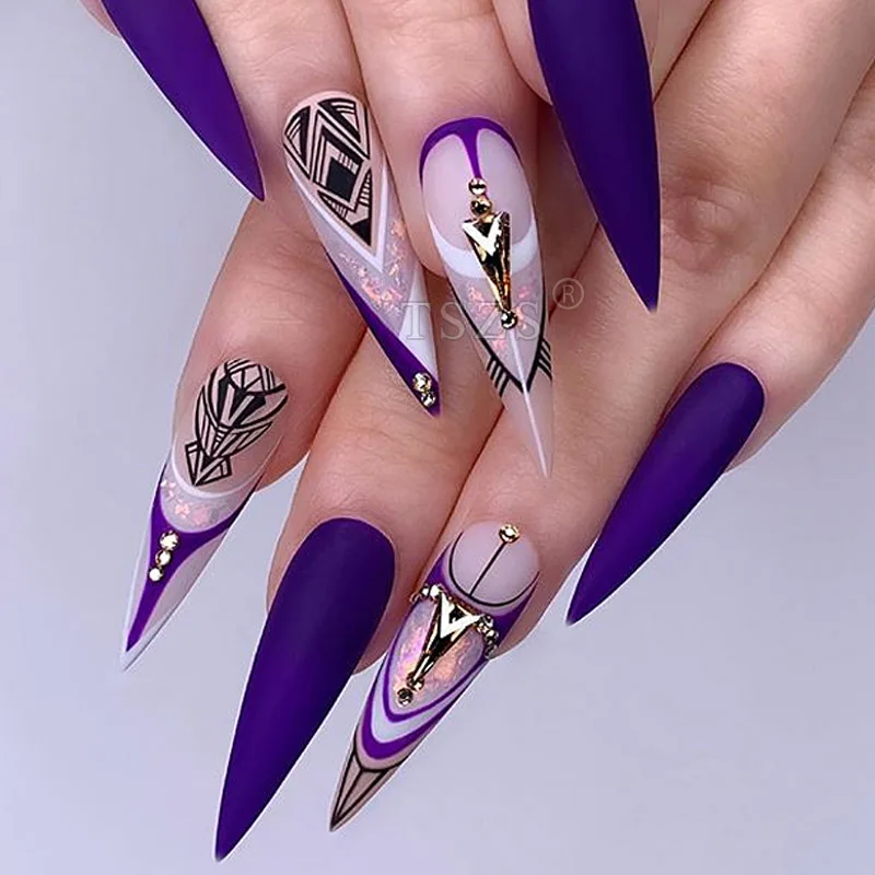 TSZS Manufacture Custom Long Transparent Point ABS Full Cover Art Nail Women Finger Nail Tips 500PCS/BAG