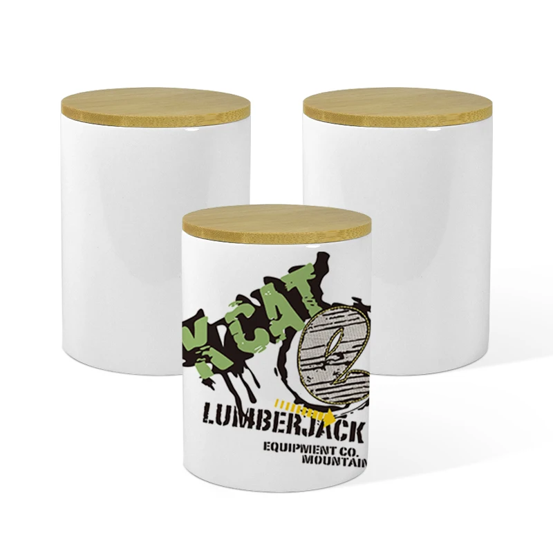 15oz sublimation white blanks custom ceramic candle jars with bamboo lid