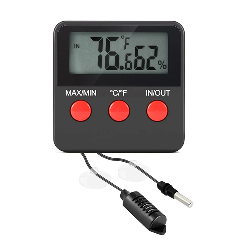 DTH-74 Digital Reptile Tank Pet Room Egg Incubator Thermometer Hygrometer Indoor Outdoor Temperature Humidity Meter