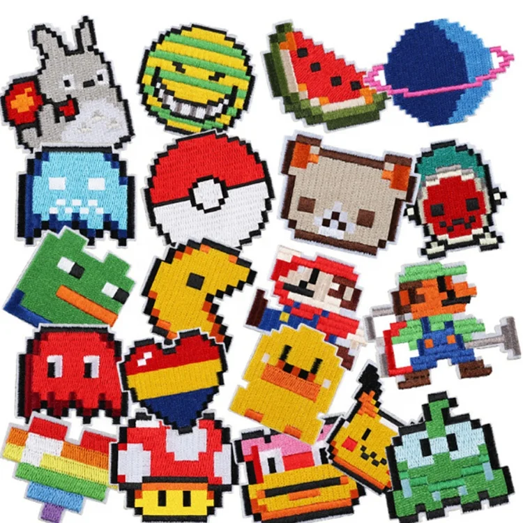 
HZ038 New Fashion Pixel Cartoon Patches Custom Game Character Patches For Clothing Applique 