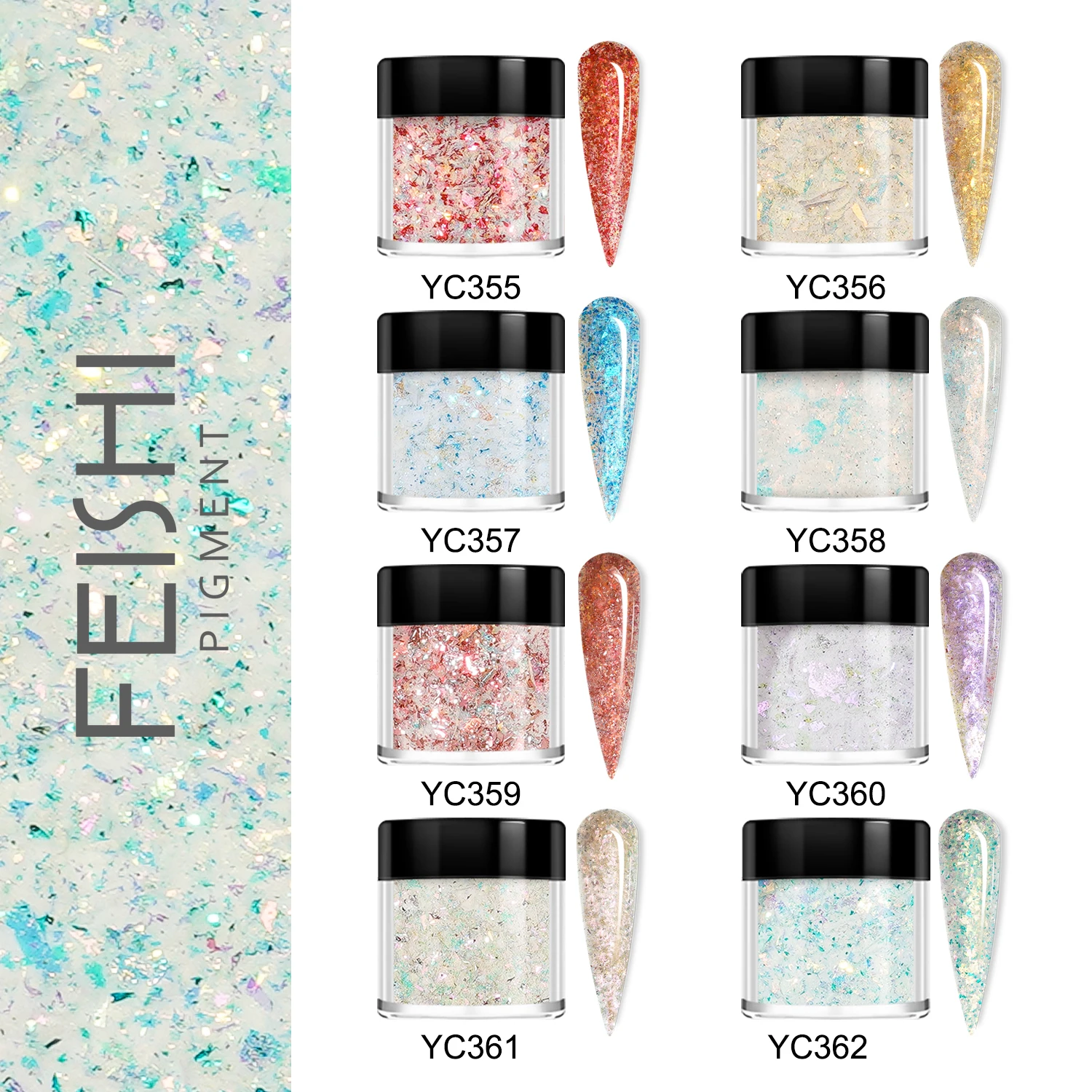 HNDO acrylic powder mix flakes wholesale with private label manufacturer silver powder flake mica flake powder