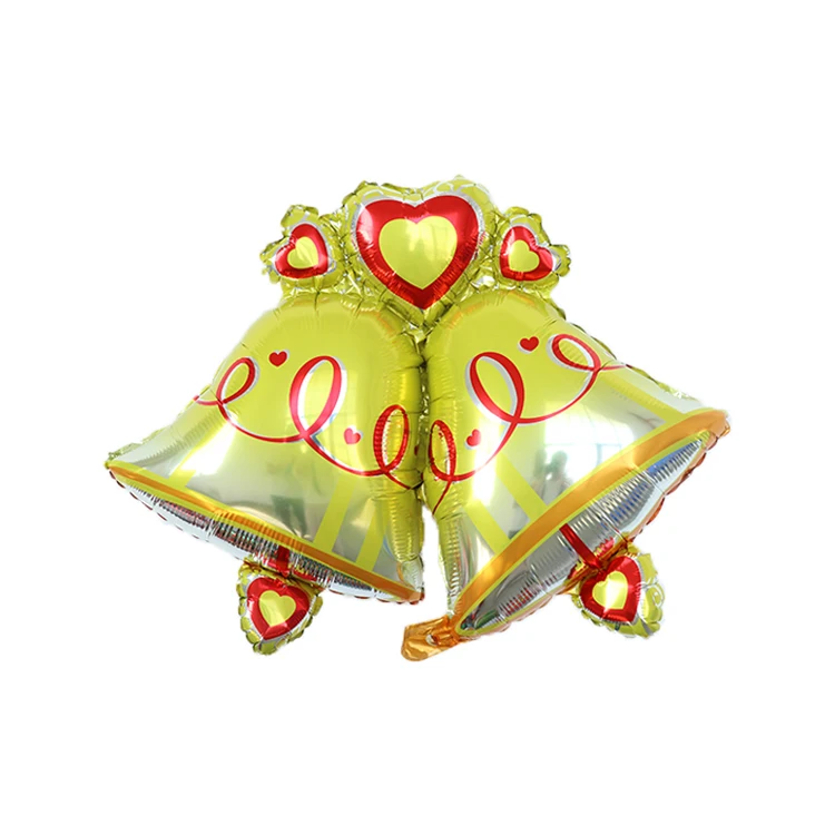 New Design Christmas Decoration Supplies Toy Big Golden Bell Shaped Foil Balloon