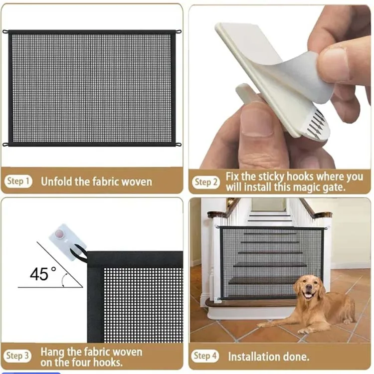Pets and Child Safety Gates Portable Folding Mesh Gate Dog Fence Pet Barrier Fences for Indoor Stairs Doorways Hallways Outdoor
