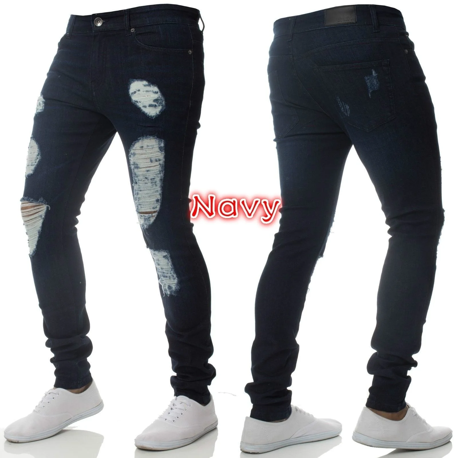 Men jeans Printed Denim jeans All Cotton Straight distressed Leg Ripped skinny Fashion Denim Pants Cool Men Jeans