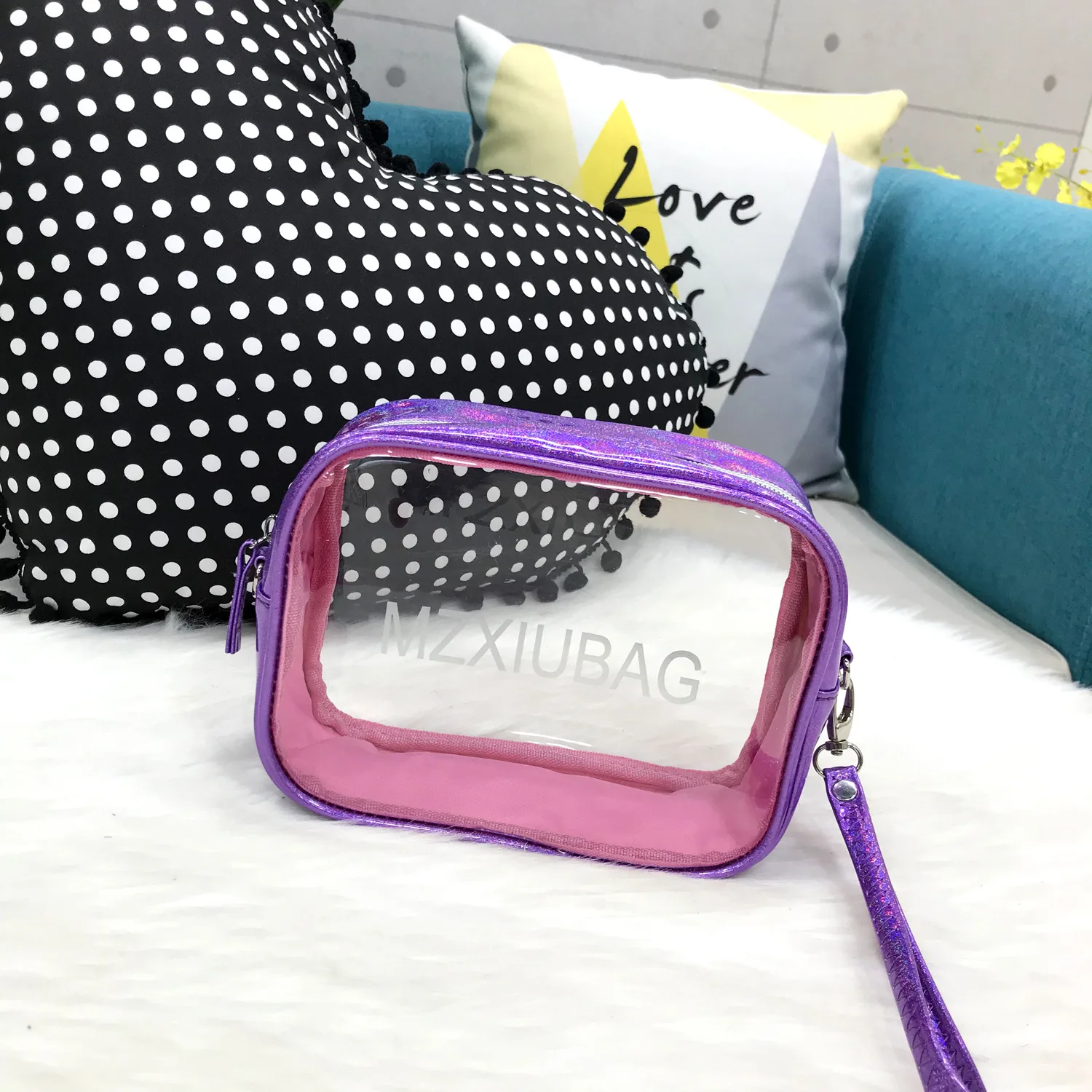 Clear Cosmetics Bag , Large Clear Travel Bag , Waterproof & Draining Transparent Makeup Bag Tote Bag