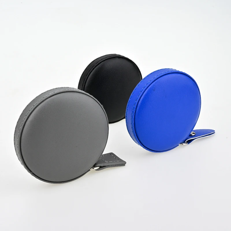 Mini gift for promotion pocket measuring tape with keychain custom logo leather measuring tape