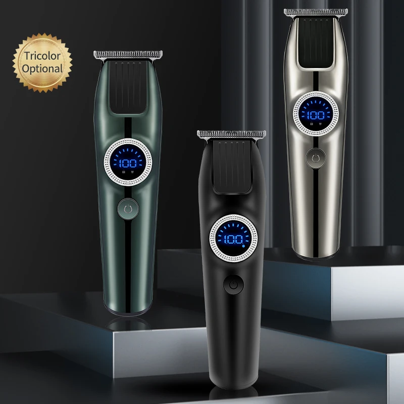 Новый профессиональный набор для стрижки волос, беспроводные парикмахерские машинки для стрижки волос, электрический триммер для бороды для мужчин с ЖК-экраном, 4 направляющими, OEM