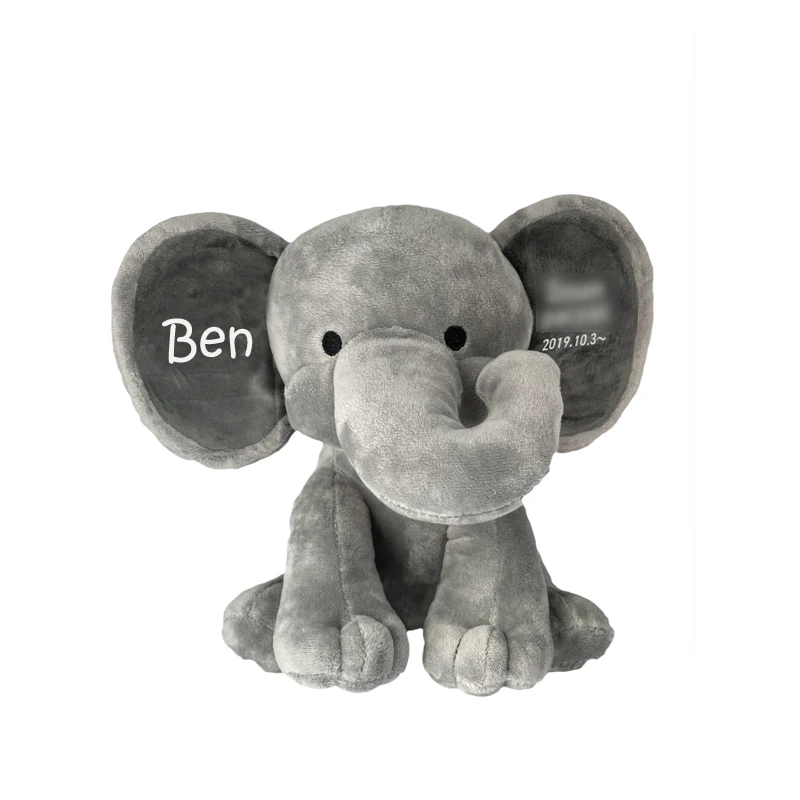 OEM Plush Elephant With Birth Day Grey Plush Elephant Doll elephant plush toy big ears