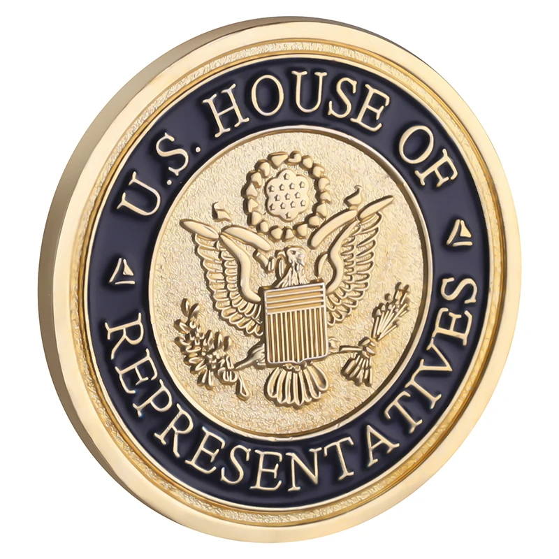 Gold Plate American National Symbols Engraved Logo US House of Representatives Coin